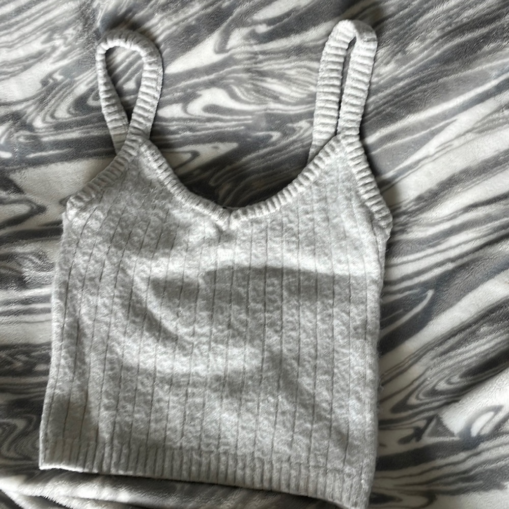 white fuzzy cropped tank top